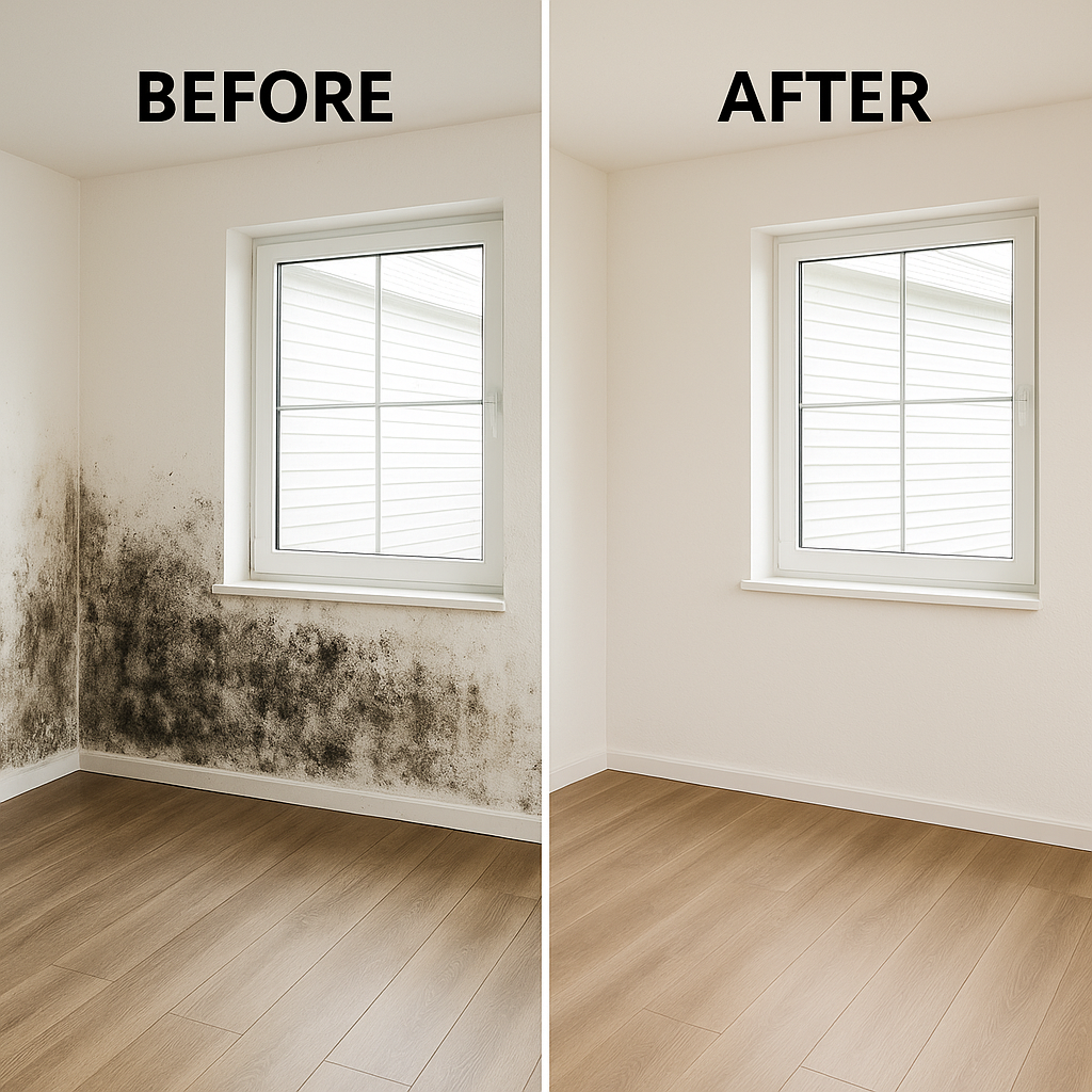 Before and after mold cleanup result